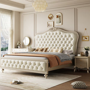 Lit King Size de Luxe Français Élégant 2025, Design Moderne Réglable, Lit de Mariage Doux en Bois et Tissu, Canapé-Lit - Product Image 1