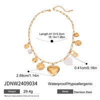 Mode été plage étanche en acier inoxydable plaqué or collier pendentif à breloque colliers de perles bijoux pour femmes