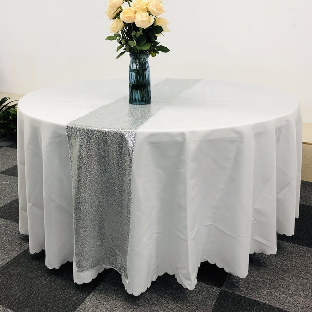 12\" X 108\" Glitter Silver Sequin Table Runners Embroidered Woven for Wedding Home & Hotel Party Decorations