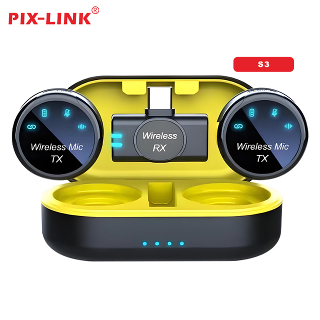 PIX-LINK Wireless Magnetic Lavalier Microphone for IPhone/Android Noise Canceling Video Recording Streaming Vlogging Lapel Mic