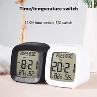 Jam Alarm meja kantor pintar Mini Digital Multifungsi, jam Alarm dengan suhu dan kelembaban tahan lama digunakan
