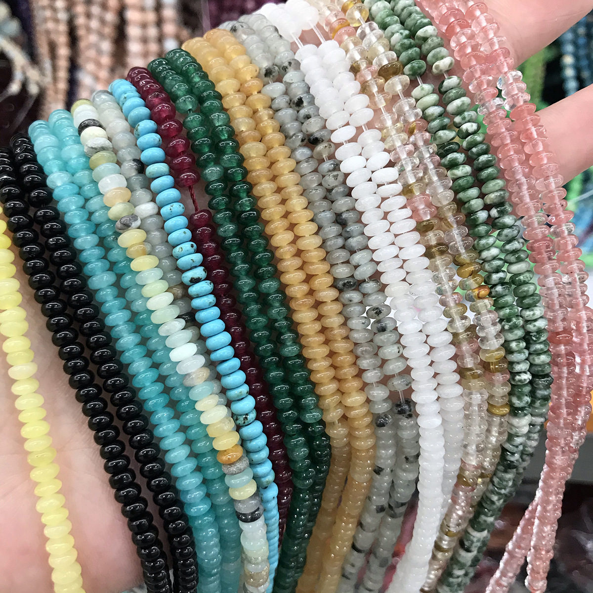 Hot Selling Natural Crystal Loose Stone Beads 2*4mm Gemstones Handmade Beads Mix Colour Polish Style for Jewelry Making