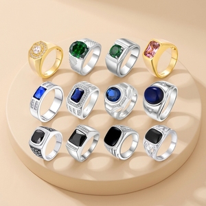 Anillos de Plata de Ley 925 para Hombre con Zirconia Rectangular <span class=keywords><strong>y</strong></span> Resina, <span class=keywords><strong>Precio</strong></span> de Fábrica LULUFOCUS, Nueva Llegada - Product Image 6