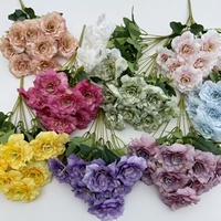 Boules de fleurs artificielles en soie PT-R172 pour centres de table de mariage, 9 têtes, vente en gros