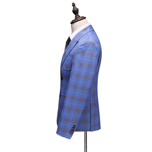 MS016 Costumes <span class=keywords><strong>Homme</strong></span> à <span class=keywords><strong>Carreaux</strong></span> Revers Cranté Un Bouton Formel Mariage Affaires Smokings <span class=keywords><strong>Ensemble</strong></span> <span class=keywords><strong>Costume</strong></span> <span class=keywords><strong>Homme</strong></span> 2 Pièces Veste Gilet Pantalon - Product Image 3
