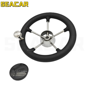 Seacar 11 Inch Boat Steering Wheel Black Foam <b>Grip</b> Stainless Steel Hydraulic <b>Control</b> For Boats - Product Image 5
