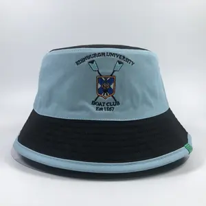 قبعة صيد سمك أصلية مميزة من القطن للجنسين بألوان مبهجة مع تصميم مطرز يمكن لصق شعارها عليها