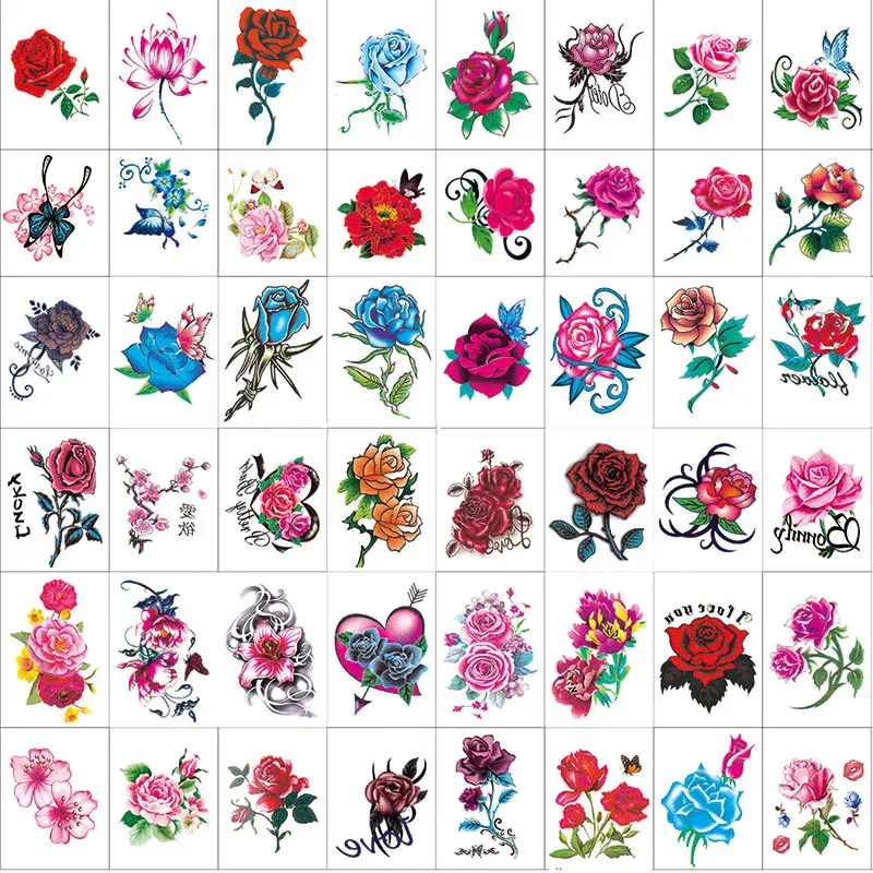 Tattoo-Aufkleber wasserfest weibliche Farbe schwarz Rose Blume Schmetterling personalisierte Rose