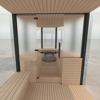 Cabine de sauna extérieure en bois massif avec miroir cubique réfléchissant, infrarouge lointain, design moderne, garantie 1 an, résistante aux intempéries, compatible OEM, vente en gros