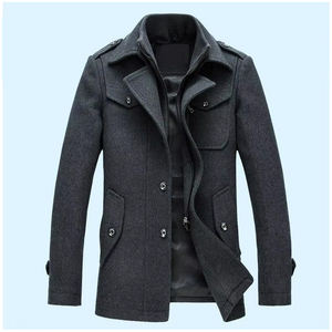 Manteau Blazer en Laine Slim à Capuche pour Homme, Hiver Automne, avec Col en Véritable Fourrure de Renard, Simple Boutonnage, Tissu Tricoté, Style Business - Product Image 2