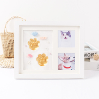 Cadre photo en bois massif pour empreintes de pattes de chien et de chat, avec tampon encreur DIY pour empreintes de mains/pieds et impression typographique