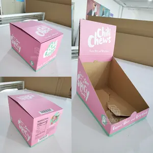 Custom Snacks Shelf Ready Box Tear Away Packaging Paper Corrugated Cardboard Carton Candy Shipper Counter Display Box Packing