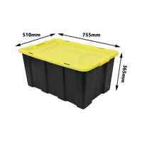 JOIN Réservoir d'eau à couvercle jaune 100L 755x510x365mm Récipient en plastique de grande capacité Réservoir d'eau industriel