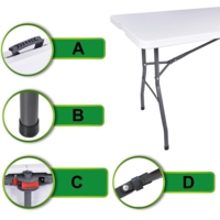 Table pliante rectangulaire blanche en HDPE pour événements extérieurs, villas, mariages, pique-niques et repas, 240 cm (8 pieds), moderne, semi-pliante, en promotion