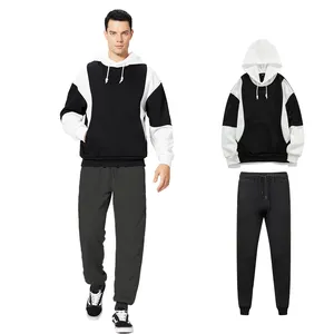 Men's Tracksuit 2 Pieces Color Block Hoodie And Sweat Pants Sets Casual Jogging Athletic Sport Suits Sweatsuit