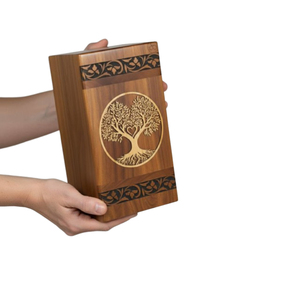 โกศบรรจุอัฐิยอดนิยมปี 2026 พร้อมพื้นผิวขัดเงาประดับไม้และอีพ็อกซี่ ดีไซน์ทันสมัย มีจำหน่ายแล้ว - Product Image 1