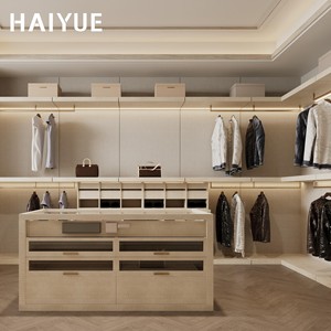 Armoire de chambre à coucher moderne HAIYUE, placard avec cadre <span class=keywords><strong>en</strong></span> aluminium, porte <span class=keywords><strong>en</strong></span> verre, armoires walk-in, armoires pour villa, hôtel, appartements, meubles - Product Image 1