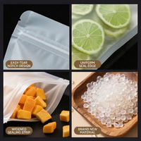 Sacs à collation transparents givrés à fermeture éclair auto-scellante Matt pour fruits secs et bonbons, sacs scellés à fond plat, vente en gros