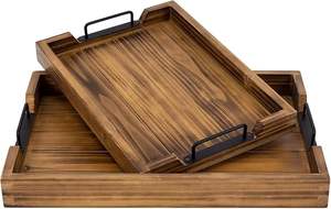 Plateau de service en bois fabriqué à la main de qualité supérieure avec finition polie lisse Design robuste pour la décoration intérieure et les cadeaux de service alimentaire - Product Image 6