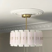 Lustre LED en verre soufflé rose sur mesure, style vintage français, intensité variable, pour villa, salon et salle à manger – Vente directe usine