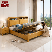 Cadre de lit électrique pliable en bois massif moderne avec étagères et tête de lit, tailles King et Queen, mobilier de chambre OEM ODM