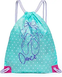 Mochila de cordão empacotável para meninas, impressão personalizada, bolsa de cinch, sacos de dança