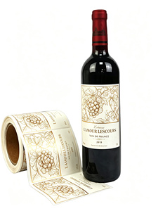 Etiquetas de Vino con Impresión UV y Relieve en Lámina Dorada Personalizadas OEM, Etiquetas de Papel Texturizado Troqueladas para Línea Automatizada de Envasado de Botellas de Vino - Product Image 1