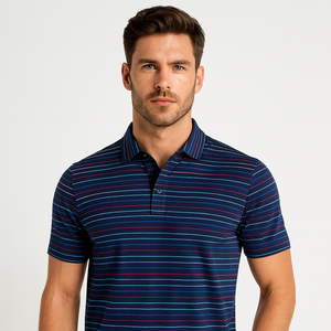 Logotipo personalizado sublimación azul marino 88% poliéster 12% Spandex Golf para Polos DISEÑO DE Jersey de rayas de moda - Product Image 1