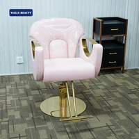 Wallybeauty – chaise de Salon de coiffure moderne, couleur rose, Base en or, pour Salon de beauté