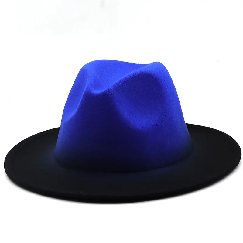 ZG Custom Men Gradient Top Fedora Hats Wholesale Woolen Top Luxury Cap