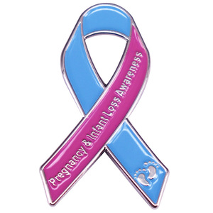 Broche de ruban de sensibilisation à la grossesse et à la perte du nourrisson broche en émail doux personnaliser n'importe quelle couleur logo insigne d'épinglette de ruban bleu rose - Product Image 1