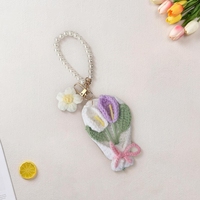 Neue gestrickte Blumenstrauß Schlüssel bund Ins Häkeln Blumen Tasche Anhänger Mini Blumen Blumenstrauß Handgemachte Schlüssel ring Freunde Geschenk Tasche Charme