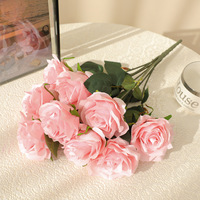 Bouquets de roses artificielles en soie ultra-réalistes à 9 têtes pour événements, mariages, décoration intérieure, arrangements floraux, Saint-Valentin