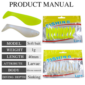 Señuelo de pesca SWORDFISH Luya, mini señuelo de silicona de dos colores con cola de <span class=keywords><strong>sirena</strong></span>, cebo artificial suave de 4cm y 1g para pesca de lubina de río y boca de caballo. - Product Image 3