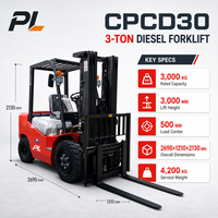 Chariot élévateur diesel PL 3 tonnes, chariot élévateur diesel 3000 kg, qualité export pour les acheteurs de entrepôts au Moyen-Orient, modèle très vendu