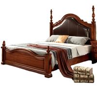 Ensembles de lit de style américain avec cadre en bois rembourré pour la chambre principale Lits antiques en bois massif King Size Classic