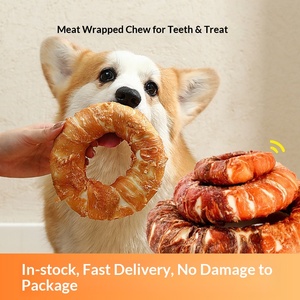 Juguetes Masticables de Piel Natural para Perros, Forma de Donut con Pollo Real, Golosinas Duraderas para la Limpieza de Dientes para Perros Pequeños a Grandes - Product Image 2