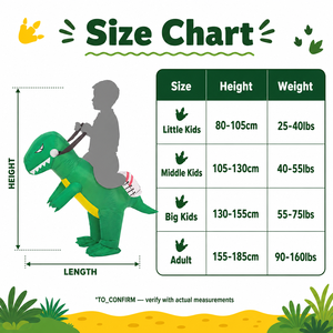 Costume Gonfiabile Personalizzato di Alta Qualità a Forma di Dinosauro per Halloween, per Bambini e Adulti, OEM ODM Etichetta Privata - Product Image 2