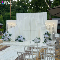 LEDA Décorations de fête en plein air personnalisées, rideau blanc, fond en métal, toile plissée ondulée pour mariage