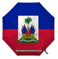 Paraguas Plegable con Bandera de Montserrat, Apertura y Cierre Automático, Compacto, Portátil, Grande, para Protección Contra la Lluvia y el Viento