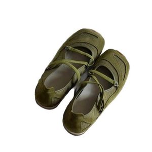 Nouvelles sandales de sport rétro pour femmes 2026 à bout carré, style ballerine, avec brides croisées en tissu respirant et bouche peu profonde, type Mary Jane - Product Image 5