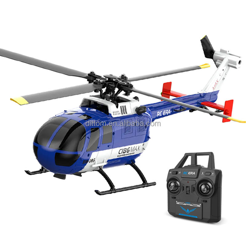 C186MAX Single Blade Flybarless Rc Helicopter 4CH 6-Axis Gyro Optical  Flow Positioning RC Helicopter