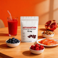 Gélules d'astaxanthine 12 mg en marque blanche OEM/ODM – Supplément antioxydant naturel à base de microalgues, sans OGM et sans gluten