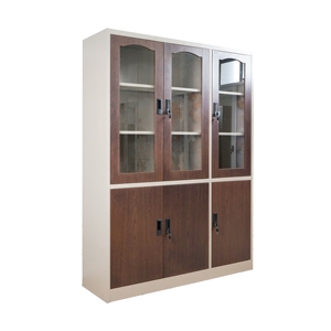 Armoire de classement métallique autoportante avec revêtement poudré, 3 portes vitrées, design moderne, pour bureau commercial, bureau à domicile, chambre, cuisine, extérieur - Product Image 2