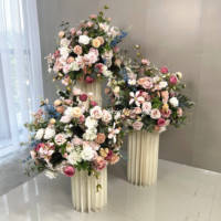 Grande Composition Florale de Roses pour Mariage, Fournitures de Décoration de Mariage, Centres de Table Floraux, Boule de Fleurs Artificielles Blanches en Soie