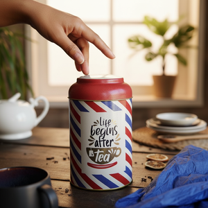 1.2L <b>round</b> Metal Tin with Dome Lid Ø105 x 150 mm <b>Post</b> Tea Basket - Product Image 3