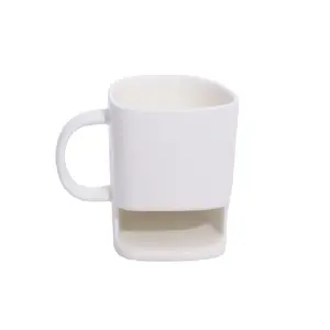 Sublimation Blank Ceramic Biscuits Sublimation Mugs White Coffee Tea Milk Cup Porcelain Cookie Mug With Holder