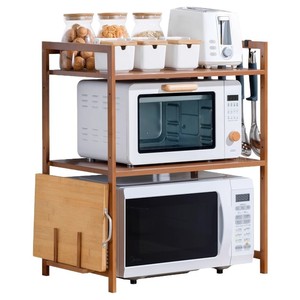 Estante de almacenamiento para cocina, para ollas arroceras, hornos y microondas; diseño de doble capa; artículos de almacenamiento para encimera del hogar hechos de - Product Image 5