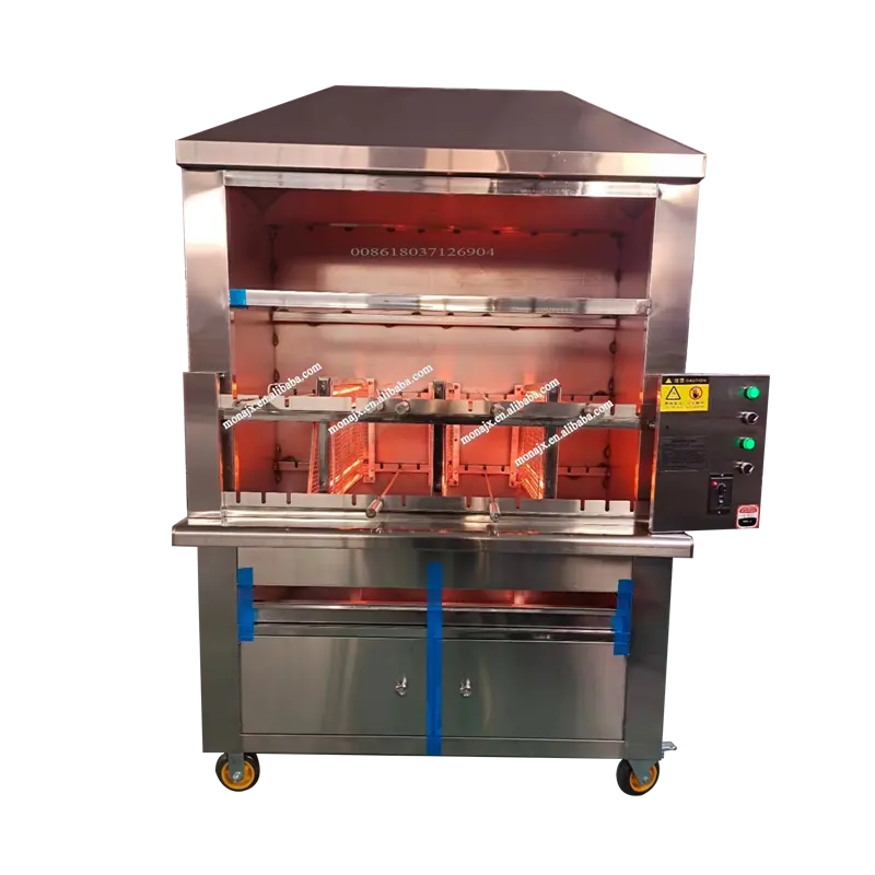 Asador de pollo de acero inoxidable en la parrilla/asador de pollo eléctrico de tipo vertical para leña parrilla para barbacoa