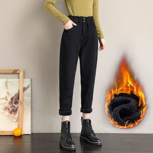 Jeans personnalisés en gros pour femme, rembourrés et épaissis, coupe ample et fine, style <span class=keywords><strong>Harun</strong></span>, pour l'automne et l'hiver - Product Image 3